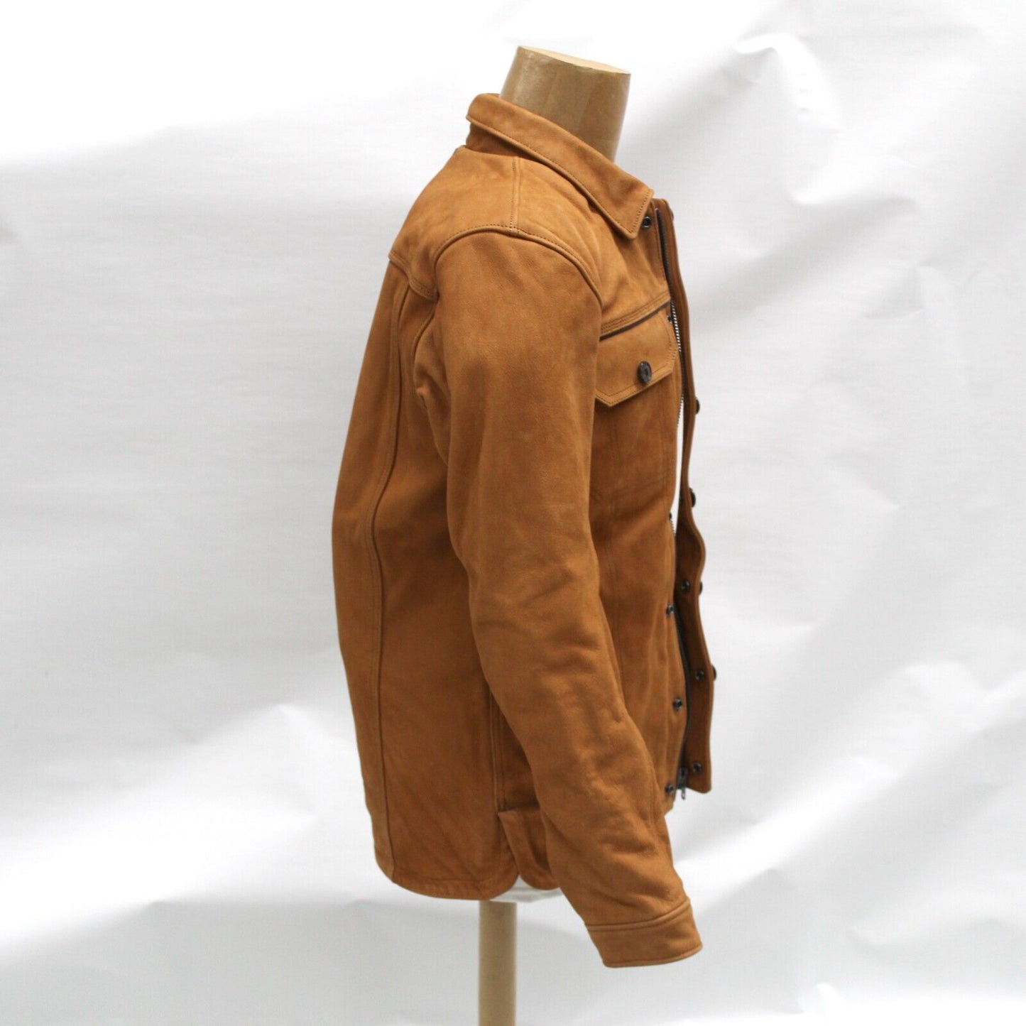 Triumph Shirket Scrambler Tan Leather Riding Motorcycle Jacket - medium