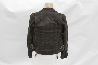 Harley-Davidson Women's Haunt Plaid Leather Biker Jacket - XS