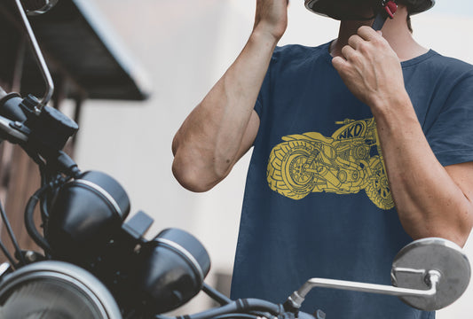 Naked Motorcycles Sportster Heavy Cotton T-Shirt - Navy